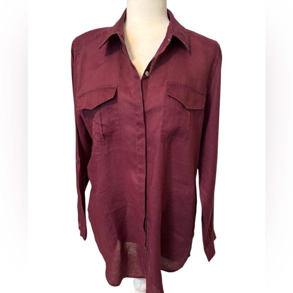 J. JILL Button Down Shirt Purple/Burgundy Size Medium